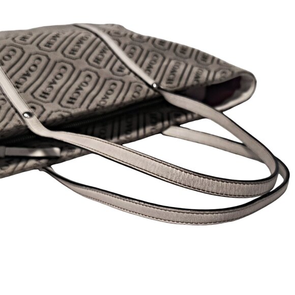 Coach Khaki Signature Stripe Lozenge Tote - Picture 6 of 8